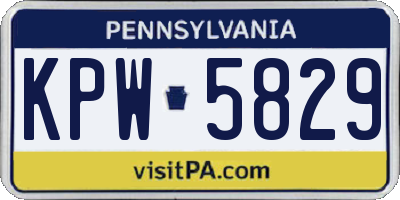 PA license plate KPW5829