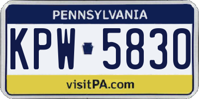 PA license plate KPW5830