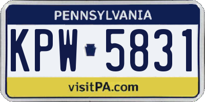 PA license plate KPW5831