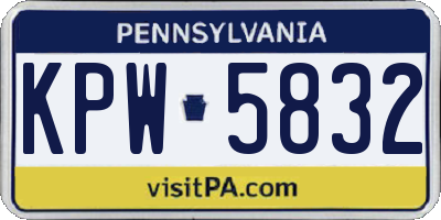 PA license plate KPW5832