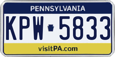 PA license plate KPW5833