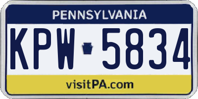 PA license plate KPW5834