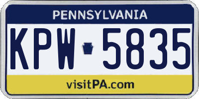 PA license plate KPW5835