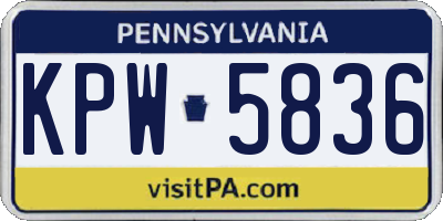 PA license plate KPW5836