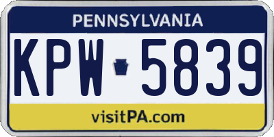 PA license plate KPW5839