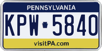 PA license plate KPW5840