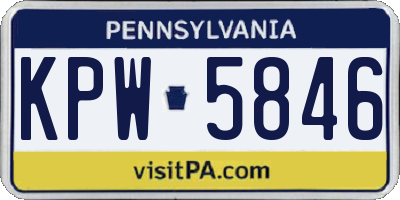 PA license plate KPW5846