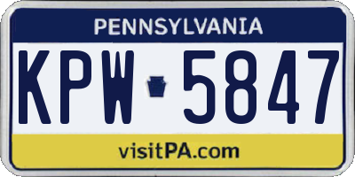 PA license plate KPW5847