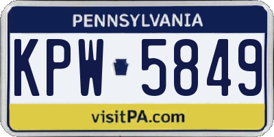 PA license plate KPW5849