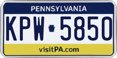PA license plate KPW5850