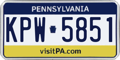 PA license plate KPW5851