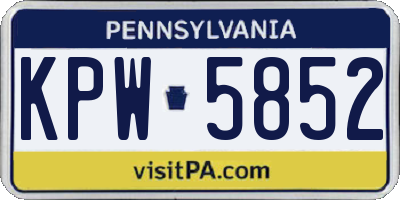 PA license plate KPW5852