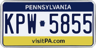 PA license plate KPW5855