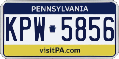 PA license plate KPW5856