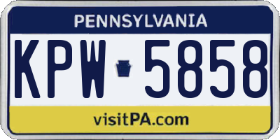 PA license plate KPW5858