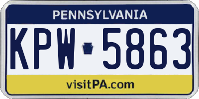 PA license plate KPW5863