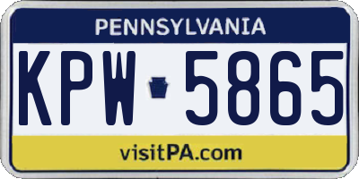 PA license plate KPW5865
