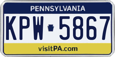 PA license plate KPW5867