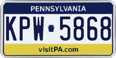 PA license plate KPW5868