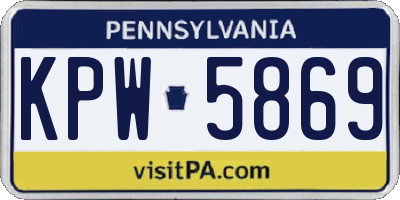 PA license plate KPW5869