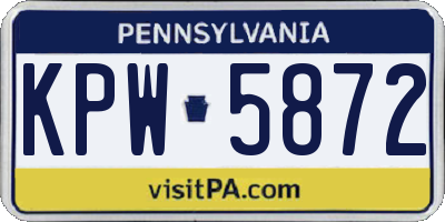 PA license plate KPW5872