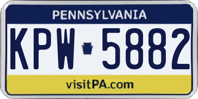 PA license plate KPW5882