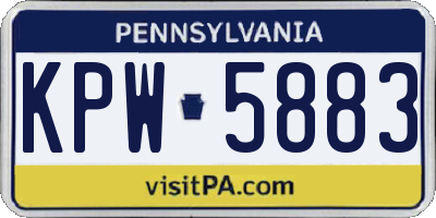 PA license plate KPW5883