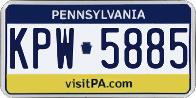 PA license plate KPW5885