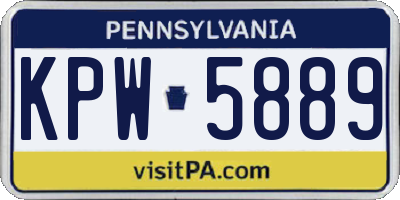 PA license plate KPW5889