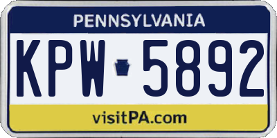 PA license plate KPW5892