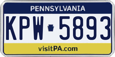 PA license plate KPW5893