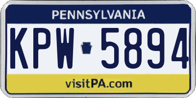 PA license plate KPW5894