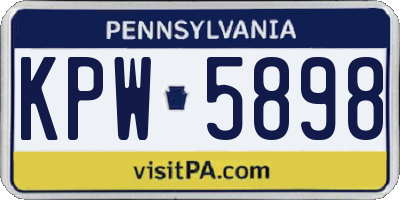 PA license plate KPW5898