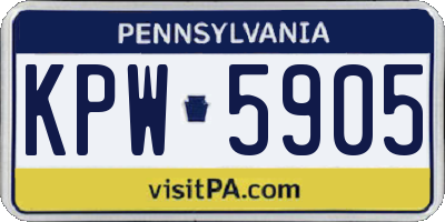PA license plate KPW5905