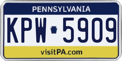 PA license plate KPW5909