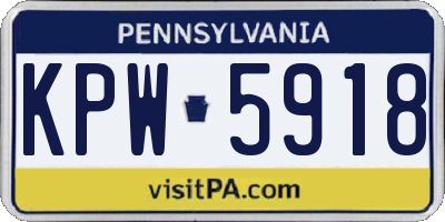 PA license plate KPW5918