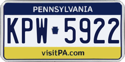 PA license plate KPW5922