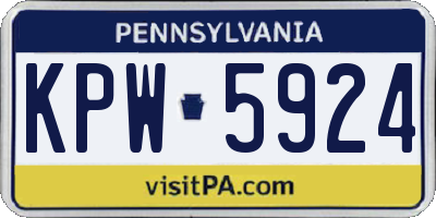 PA license plate KPW5924