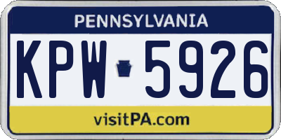 PA license plate KPW5926