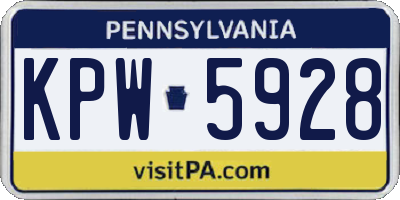 PA license plate KPW5928