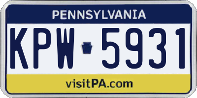 PA license plate KPW5931