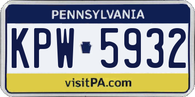 PA license plate KPW5932