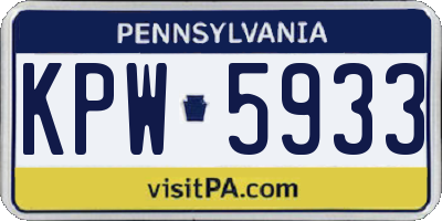 PA license plate KPW5933