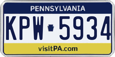 PA license plate KPW5934