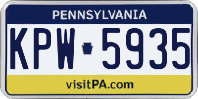 PA license plate KPW5935