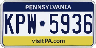 PA license plate KPW5936