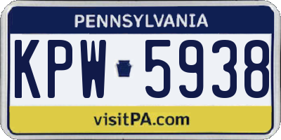 PA license plate KPW5938