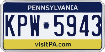 PA license plate KPW5943