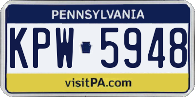 PA license plate KPW5948