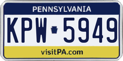PA license plate KPW5949